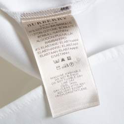 Pre Owned Burberry White Stretch Cotton Button Front Long Sleeve Shirt S