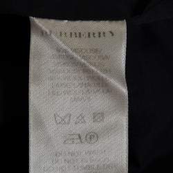 Pre Owned Burberry Brit Grey Plaid Wool Drawstring Detail Midi Dress L