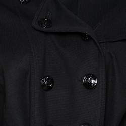 مملوكة مسبقًا معطف واق من المطر بربري حزام صدر مزدوج أسود M