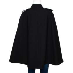 Pre Owned Burberry Black Wool Blend Cape Coat M