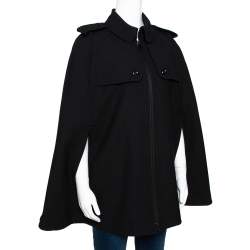 Pre Owned Burberry Black Wool Blend Cape Coat M