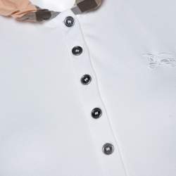 Pre Owned تي شيرت بولو بربري بريت ياقة كاروهات قطن أبيض S