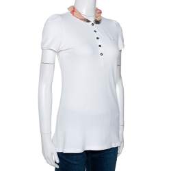 Burberry Brit White Cotton Checked Collar Polo T-Shirt S Burberry | TLC