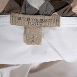 Pre Owned تي شيرت بولو بربري بريت ياقة كاروهات قطن أبيض S