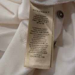 Pre Owned تي شيرت بولو بربري بريت ياقة كاروهات قطن أبيض S