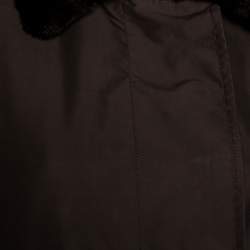 Pre Owned جاكت بربري منفوخ أزرار أمامية بني فينتدج L