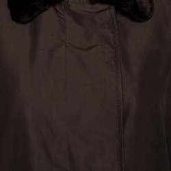 Pre Owned جاكت بربري منفوخ أزرار أمامية بني فينتدج L