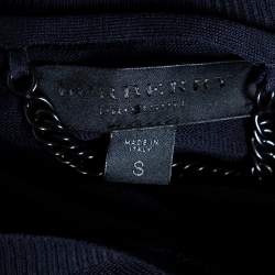 Pre Owned Burberry Prorsum Navy Blue Silk & Cotton Knit Studded Top S
