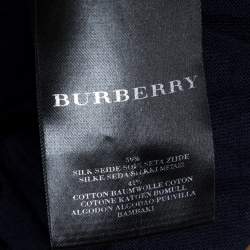 Pre Owned Burberry Prorsum Navy Blue Silk & Cotton Knit Studded Top S