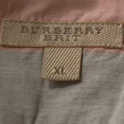 Pre Owned قميص بربري بريت قطن مربعات كبيرة رصاصي و وردي  مقاس كبير جداً (اكس لارج)