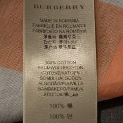 Pre Owned قميص بربري بريت قطن مربعات كبيرة رصاصي و وردي مقاس كبير جداً (اكس لارج)