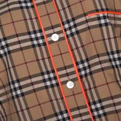Pre Owned Burberry Beige Checked Cotton Contrast Piping Pyjama Shirt M