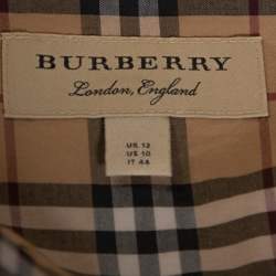 Pre Owned Burberry Beige Checked Cotton Contrast Piping Pyjama Shirt M
