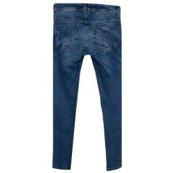 Pre Owned Burberry Brit Blue Washed Denim Langley Skinny Leggings S