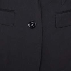 Pre Owned جاكيت بليزر بربري لندن مفصلة بزر واحد صوف مرن أسود مقاس صغير (سمول)