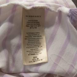 Pre Owned Burberry Brit Off White Striped Cotton Modal Polo T-Shirt XS