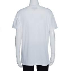 Pre Owned  تي شيرت بربري أكمام قصيرة قطن مطبوع دودل أبيض مقاس وسط (ميديوم)