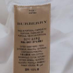 Pre Owned  تي شيرت بربري أكمام قصيرة قطن مطبوع دودل أبيض مقاس وسط (ميديوم)