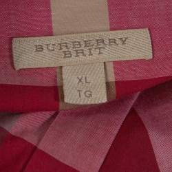 Pre Owned قميص بربري قطن أحمر كاروهات نوفا  أمامي مقاس كبير جدًأ - إكس لارج