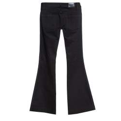 مملوكة مسبقًا بنطلون جينز بربري فضفاض حافة مضفرة دنيم أسود S