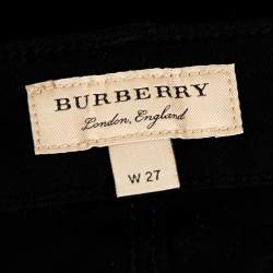 مملوكة مسبقًا بنطلون جينز بربري فضفاض حافة مضفرة دنيم أسود S