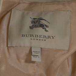 Pre Owned جاكيت بربري جلد بيج بأزرار أ مامية مقاس متوسط - ميديوم