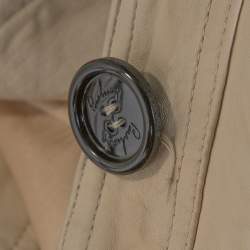 Pre Owned جاكيت بربري جلد بيج بأزرار أمامية مقاس متوسط - ميديوم