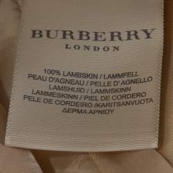 Pre Owned جاكيت بربري جلد بيج بأزرار أمامية مقاس متوسط - ميديوم