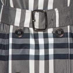 Pre Owned Burberry Black Nova Check Belted Trench Coat S