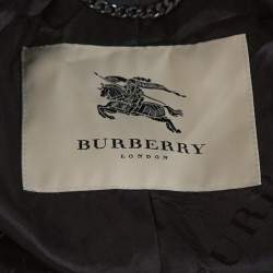 Pre Owned Burberry Black Nova Check Belted Trench Coat S