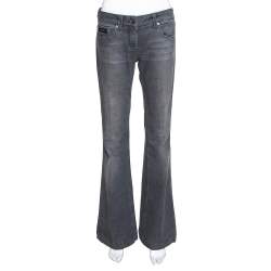 Pre Owned Burberry Grey Washed Denim Flared Leg Jeans M