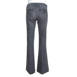 Pre Owned Burberry Grey Washed Denim Flared Leg Jeans M