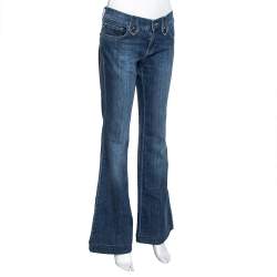 Pre Owned Burberry Blue Medium Washed Denim Flared Leg Jeans M