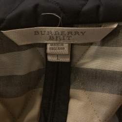 Pre Owned Burberry Brit Black Quilted Nova Check Trim Button Front Jacket L