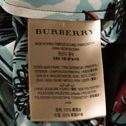 Burberry Pale Blue Printed Silk Long Sleeve Wrap Dress M