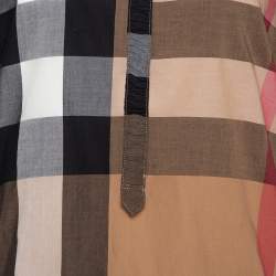 Pre Owned قميص بربري بريت نصف بلاكيت قطن مربعات كراميل مقاس صغير (سمول)