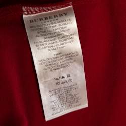 Pre Owned Burberry Brick Red Cotton Pique Shoulder Flap Detail Polo T Shirt XL 