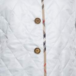 Pre Owned Burberry White Diamond Quilted Button Front Jacket L