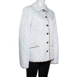 Pre Owned Burberry White Diamond Quilted Button Front Jacket L