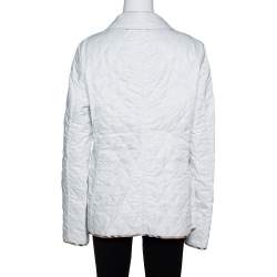 Pre Owned Burberry White Diamond Quilted Button Front Jacket L