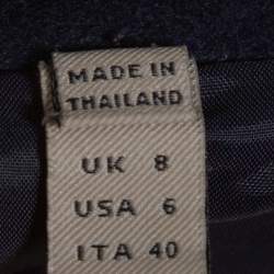 Pre Owned معطف بربري "بيا" أكمام تريكو مزيج صوف أزرق كحلي مقاس صغير (سمول)