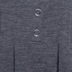 مملوكة مسبقًا Burberry Grey Wool Pleated Knee Length Dress S