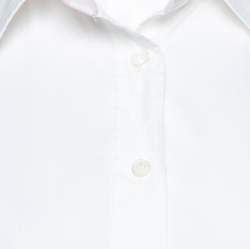 مملوكة مسبقًا قميص بربري أزرار أمامية قطن مرن أبيض مقاس كبير (لارج)