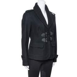 Pre Owned Burberry Brit Wool Knit Collar Toggle Front Jacket M
