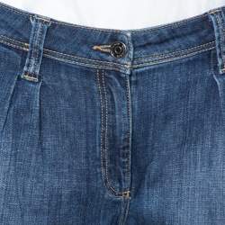 Pre Owned Burberry Brit Blue Denim Pinstone Carrot Leg Shorts L