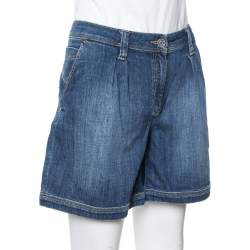 Pre Owned Burberry Brit Blue Denim Pinstone Carrot Leg Shorts L