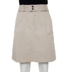 Pre Owned Burberry Beige Cotton A-Line Mini Skirt M