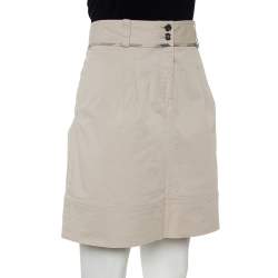 Pre Owned Burberry Beige Cotton A-Line Mini Skirt M