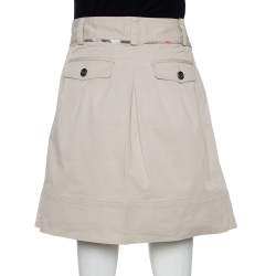Pre Owned Burberry Beige Cotton A-Line Mini Skirt M
