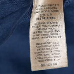 Pre Owned قميص تونيك بربري تفاصيل بيب كتان كحلي M